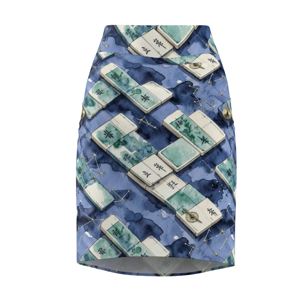 Indigo Almanac on Pencil Skirt — Front