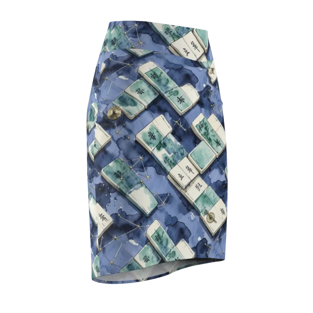 Indigo Almanac on Pencil Skirt — Front Side