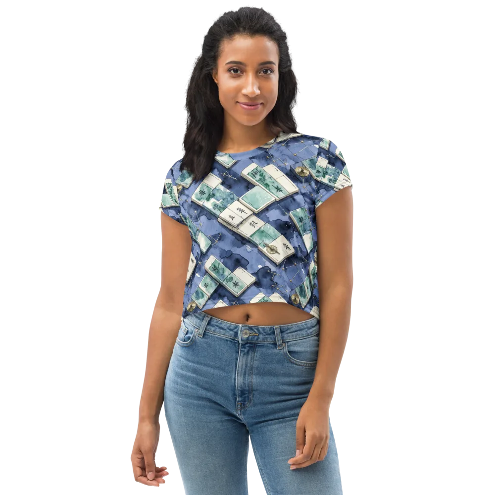 Indigo Almanac on Crop Tee — Front