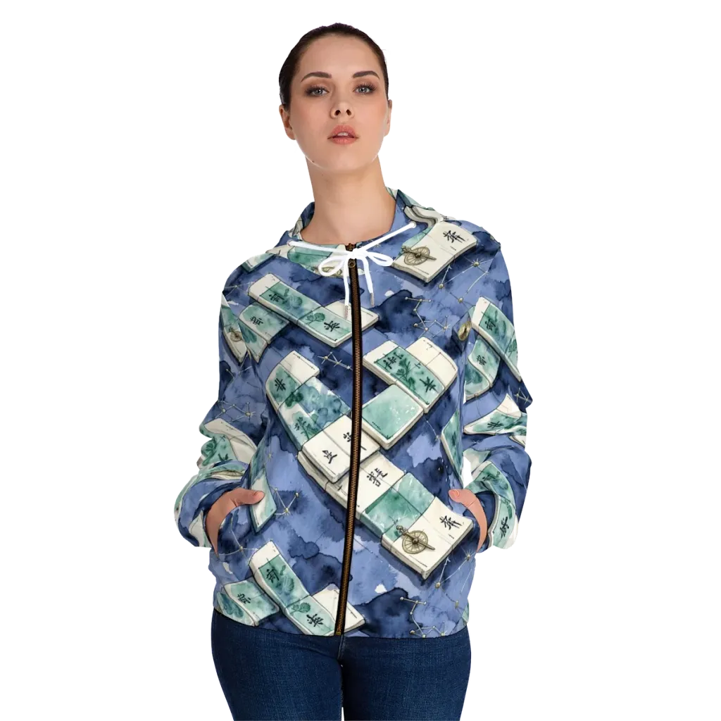 Indigo Almanac on Women's Full-Zip Hoodie — Front On Person