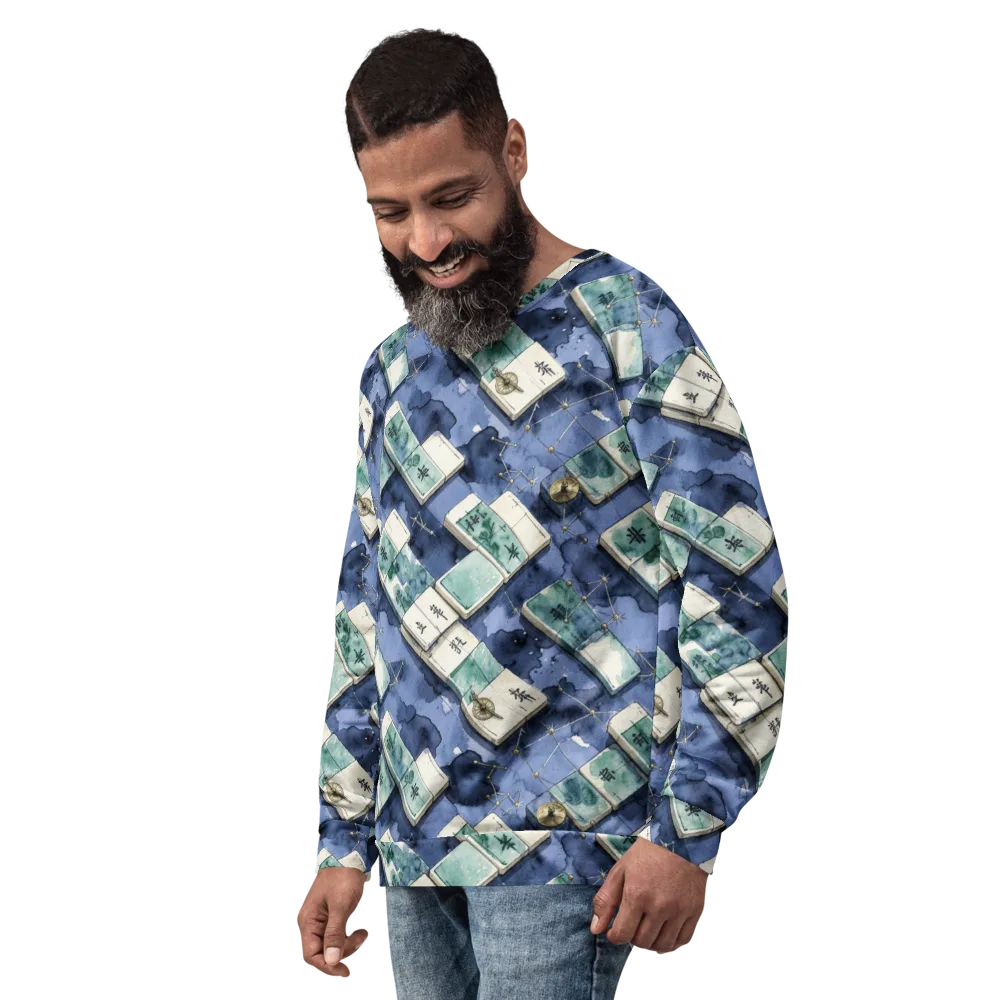 Indigo Almanac on Sweatshirt — Left Front