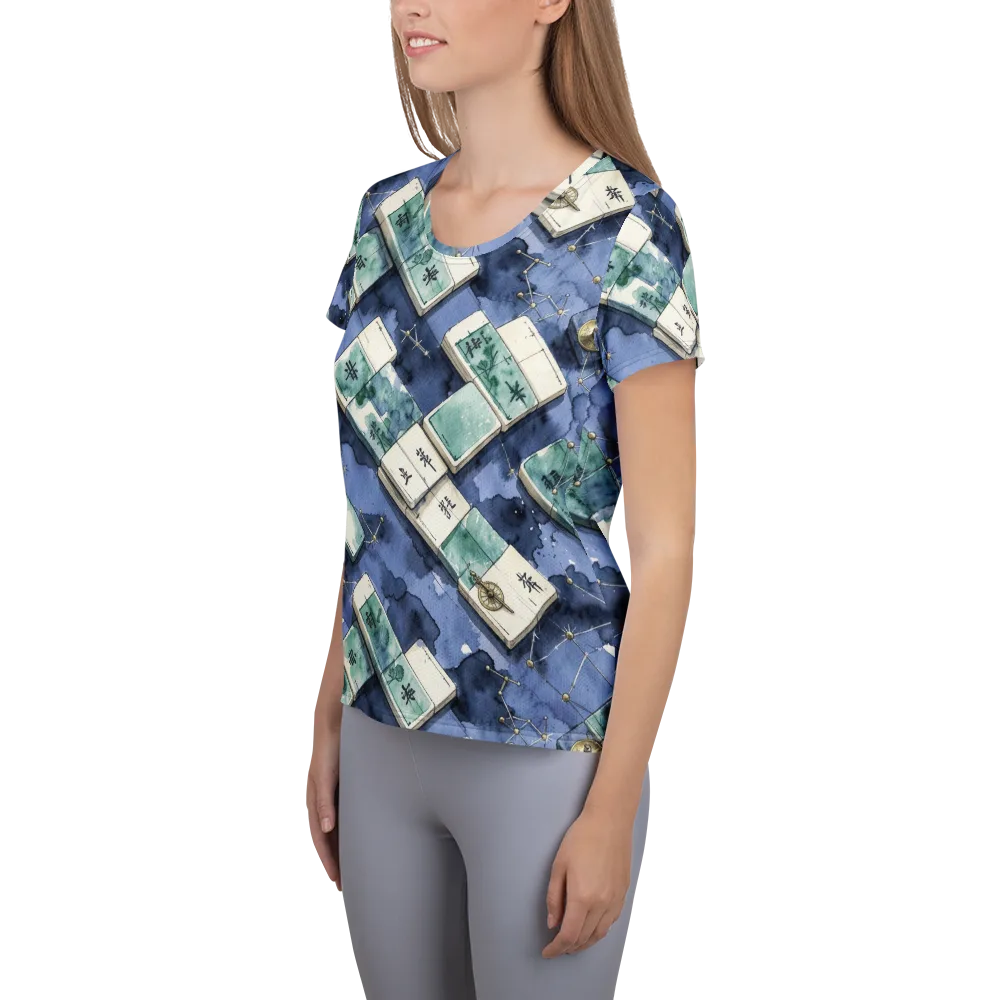 Indigo Almanac on Women's Athletic T-Shirt — Left