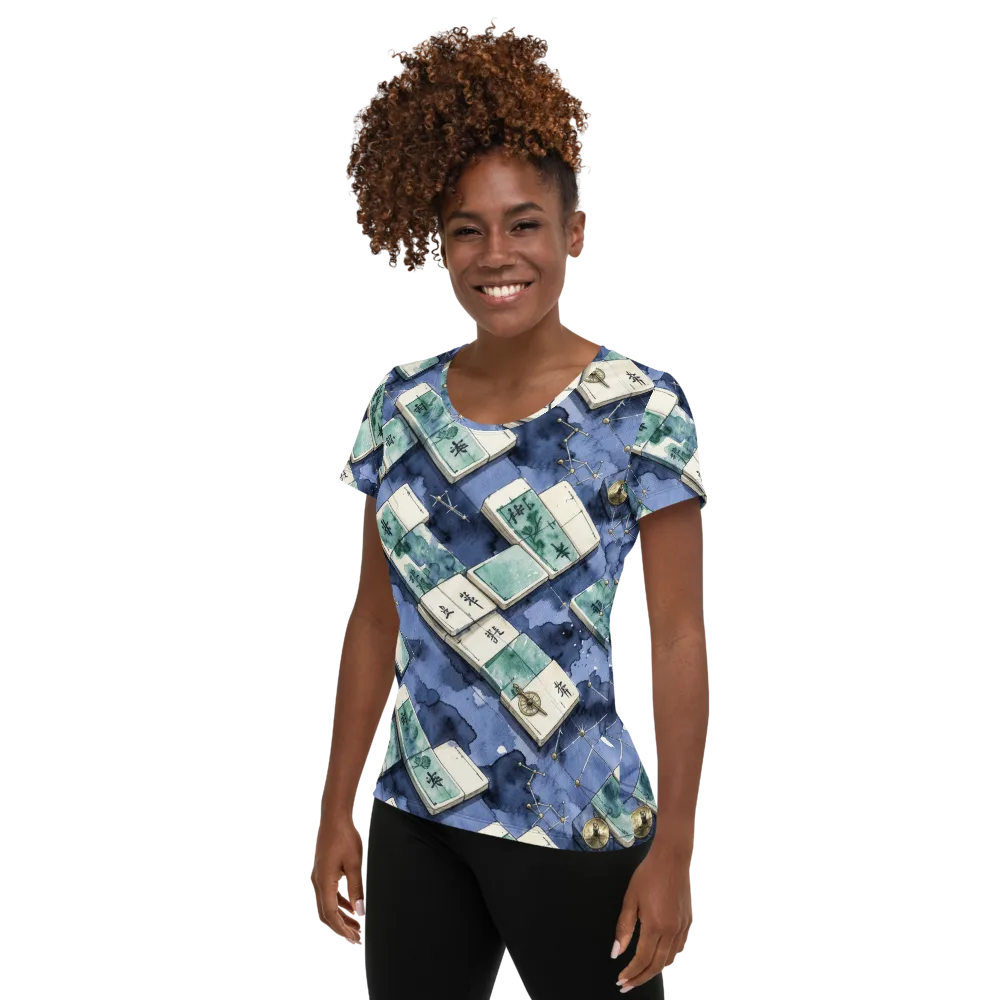 Indigo Almanac on Women's Athletic T-Shirt — Left