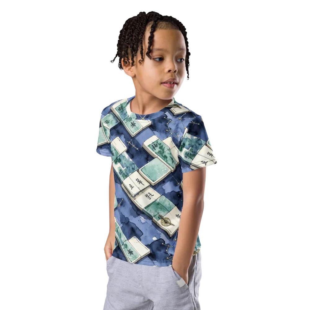 Indigo Almanac on Kids Crew Neck T-Shirt — Left Front