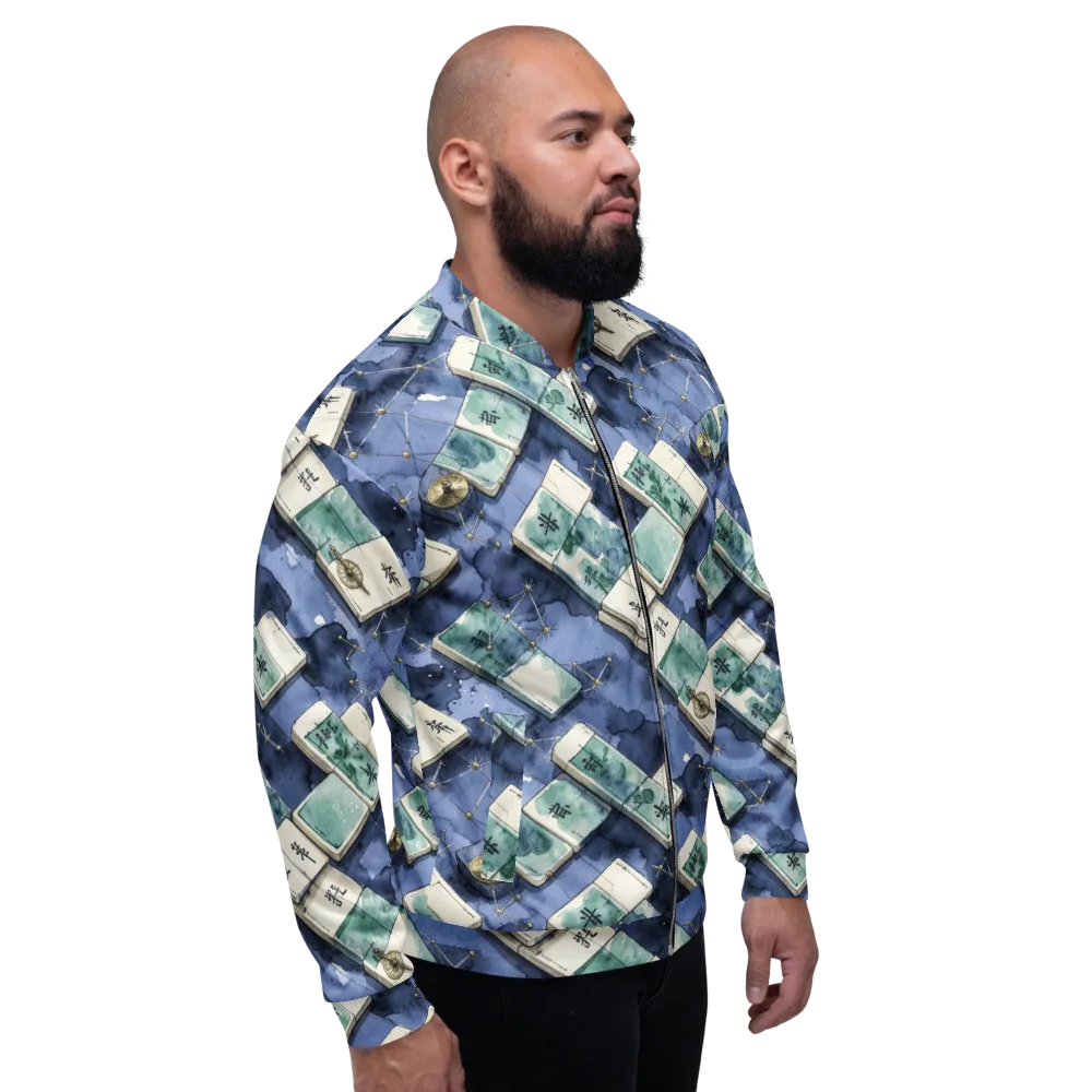 Indigo Almanac on Bomber Jacket — Right