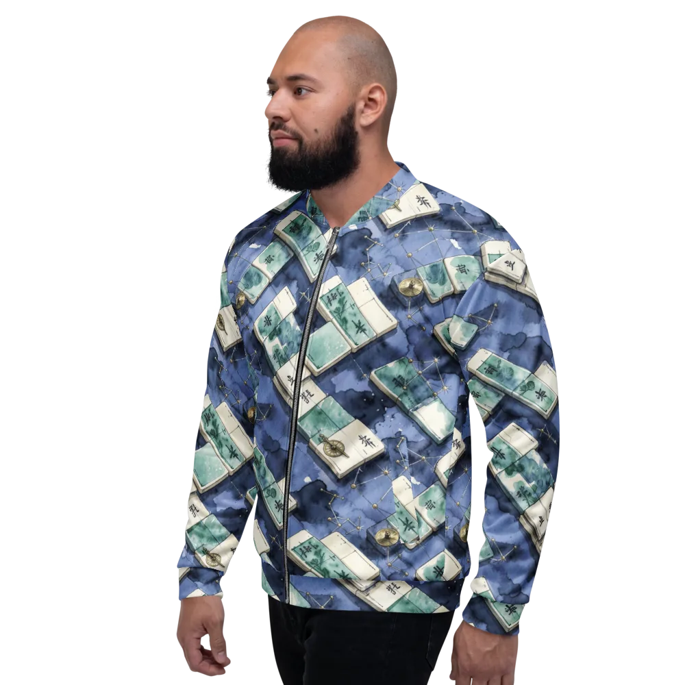 Indigo Almanac on Bomber Jacket — Left