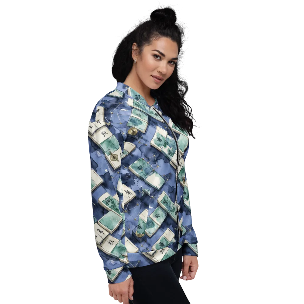 Indigo Almanac on Bomber Jacket — Right