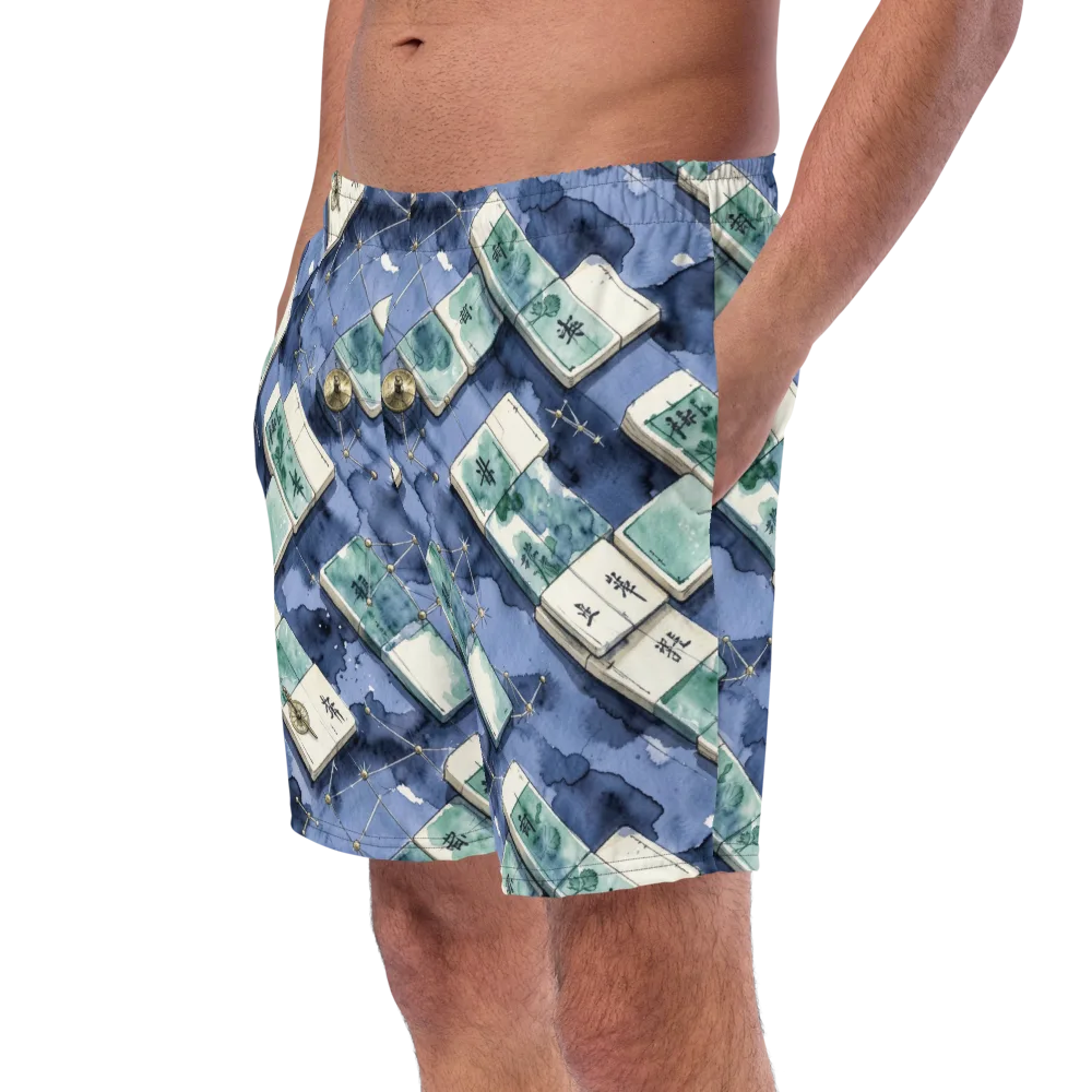 Indigo Almanac on Swim Trunks — Left Front