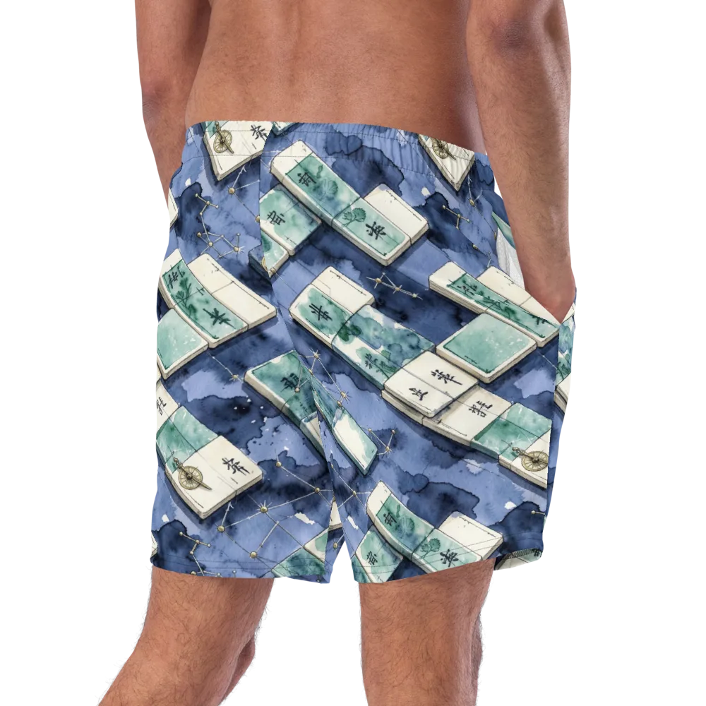 Indigo Almanac on Swim Trunks — Right Back