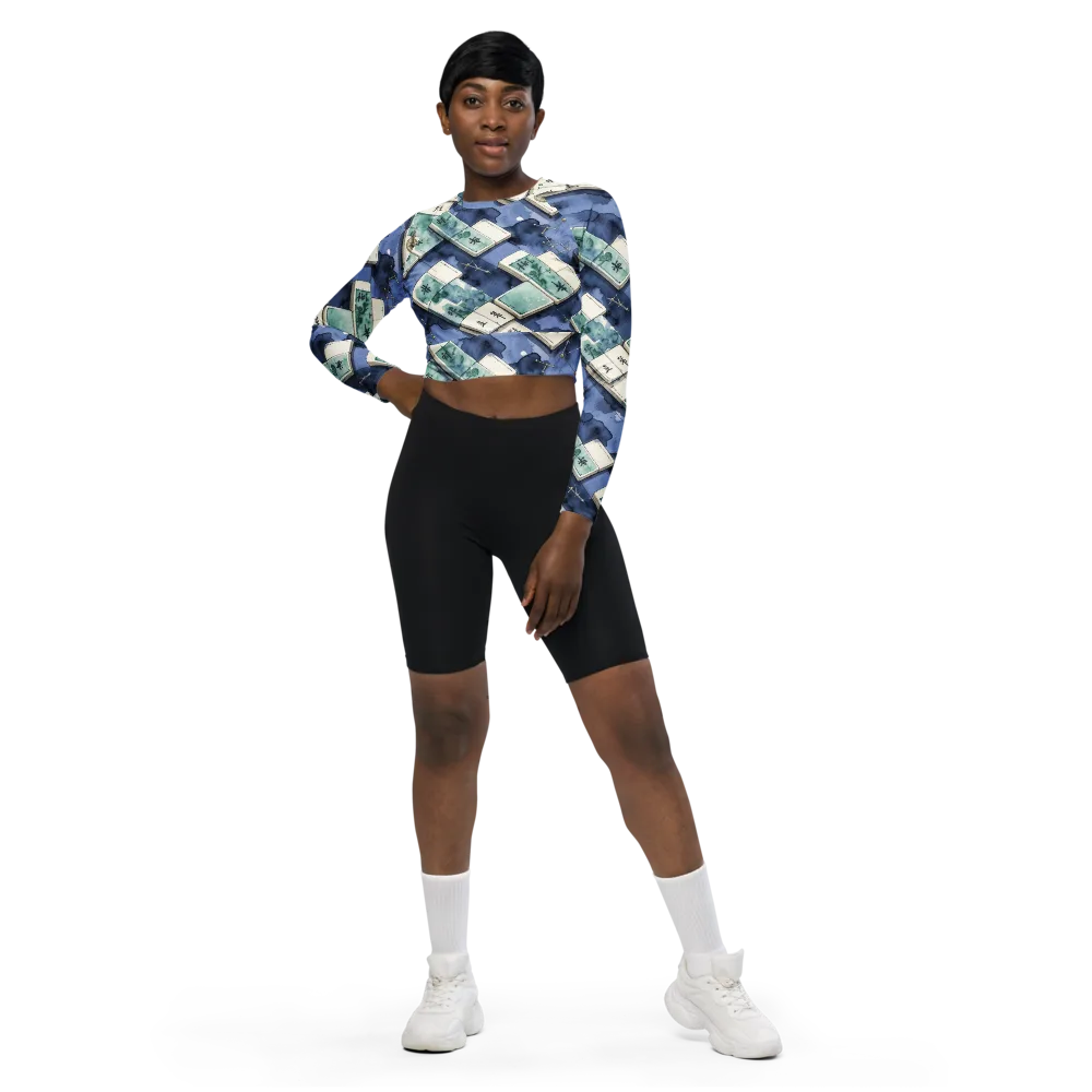 Indigo Almanac on Long Sleeve Crop Top — Front