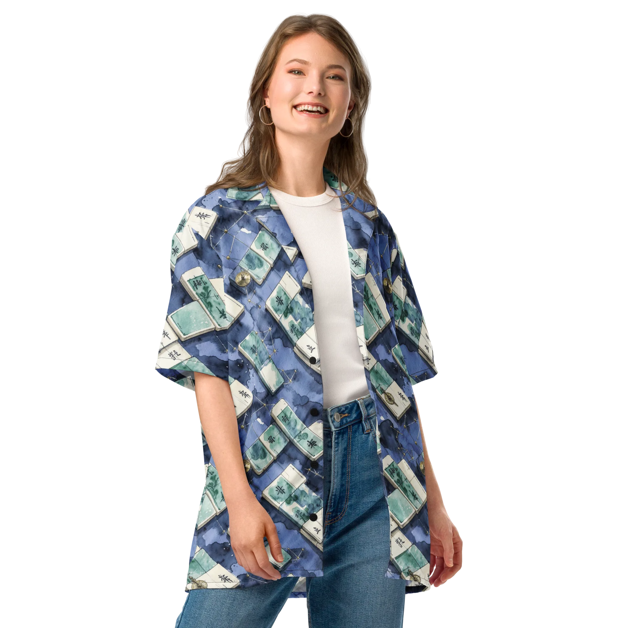 Indigo Almanac on Button Shirt — Front