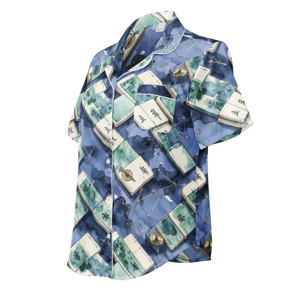 Indigo Almanac on Women's Short Sleeve Pajama Top — Left Front