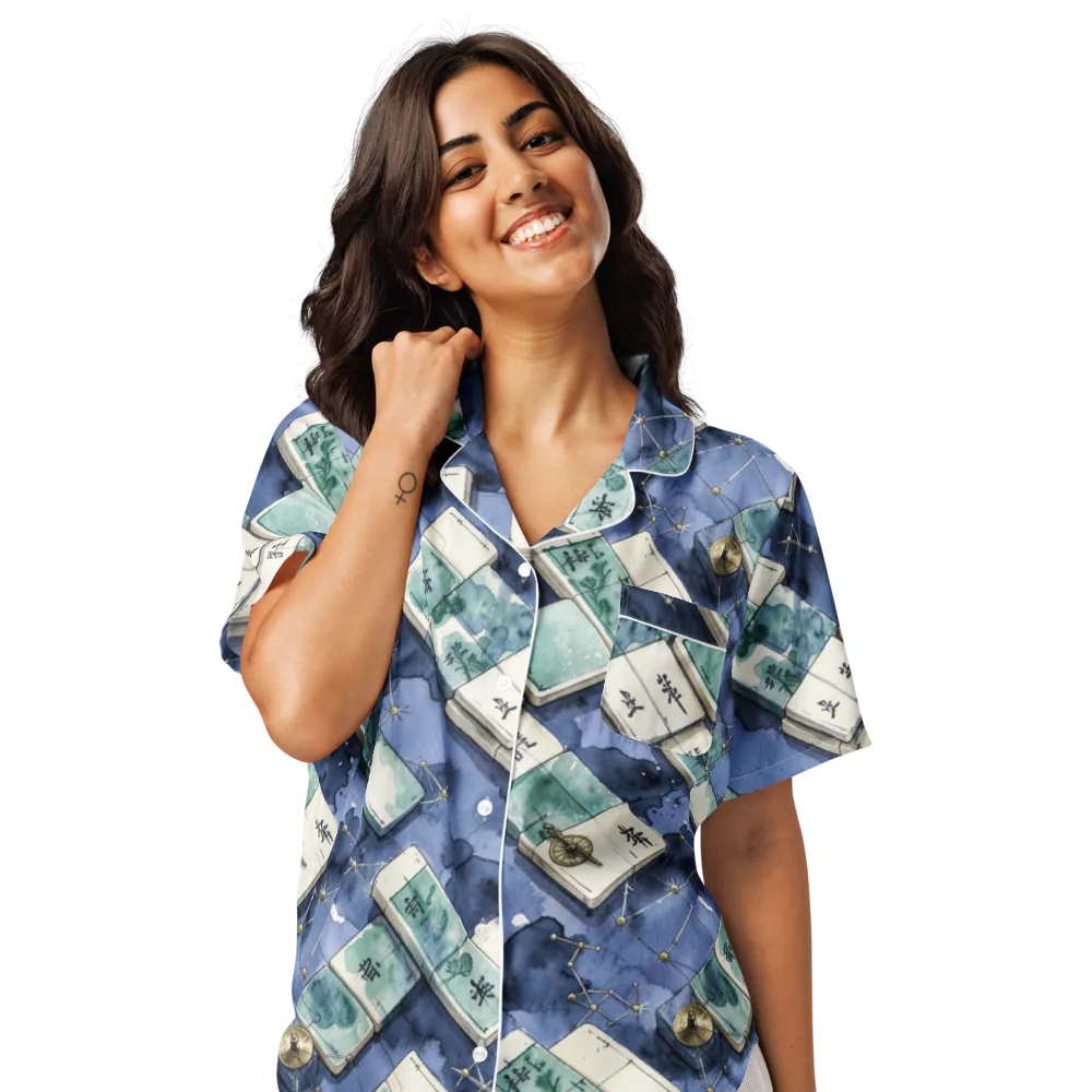 Indigo Almanac on Women's Short Sleeve Pajama Top — Front