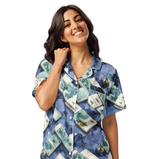 Indigo Almanac on a Women's Short Sleeve Pajama Top