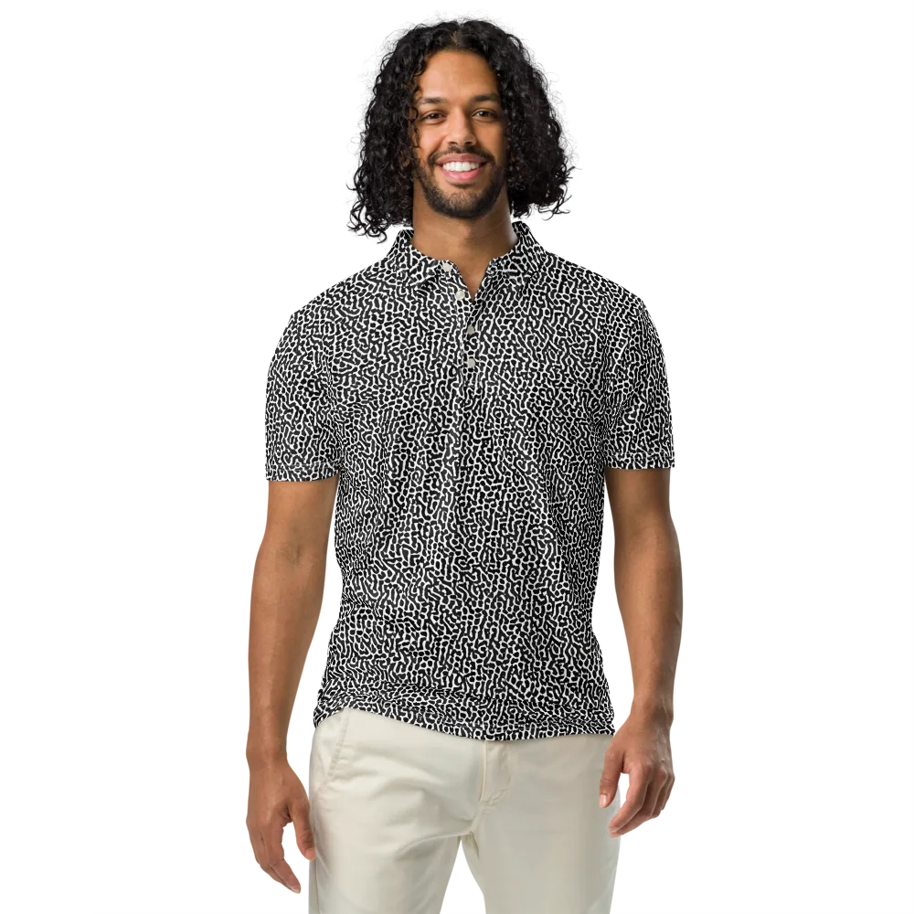 Noir Cellscape on Men's Slim Fit Polo Shirt — Front