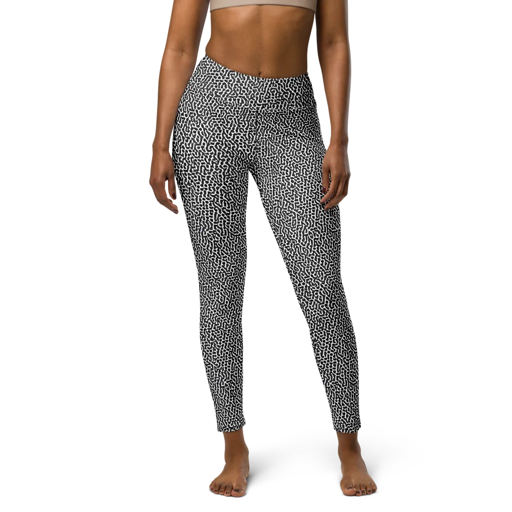 Noir Cellscape on Yoga Leggings — Front