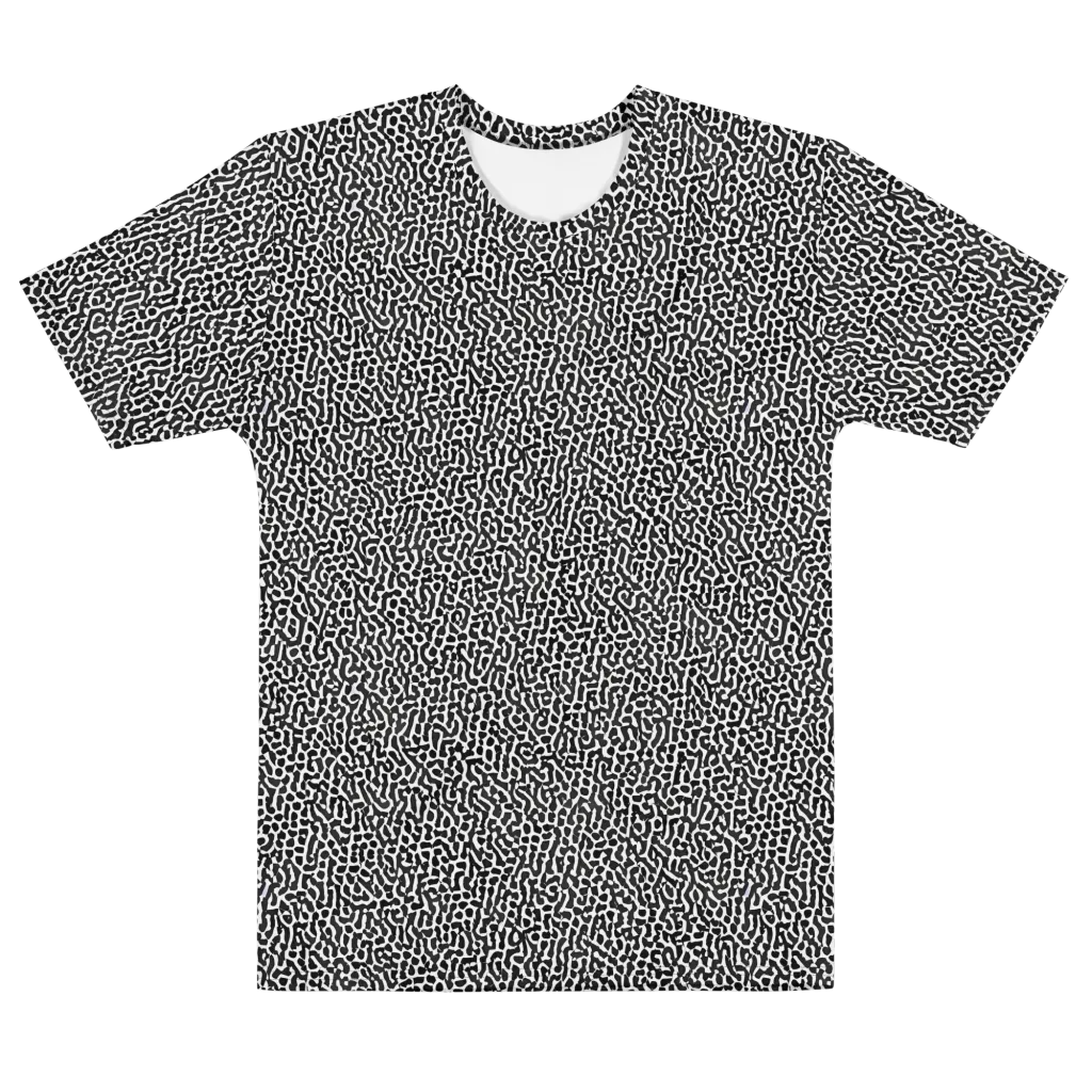 Noir Cellscape on Men's Cotton Crew Neck T-Shirt — Front