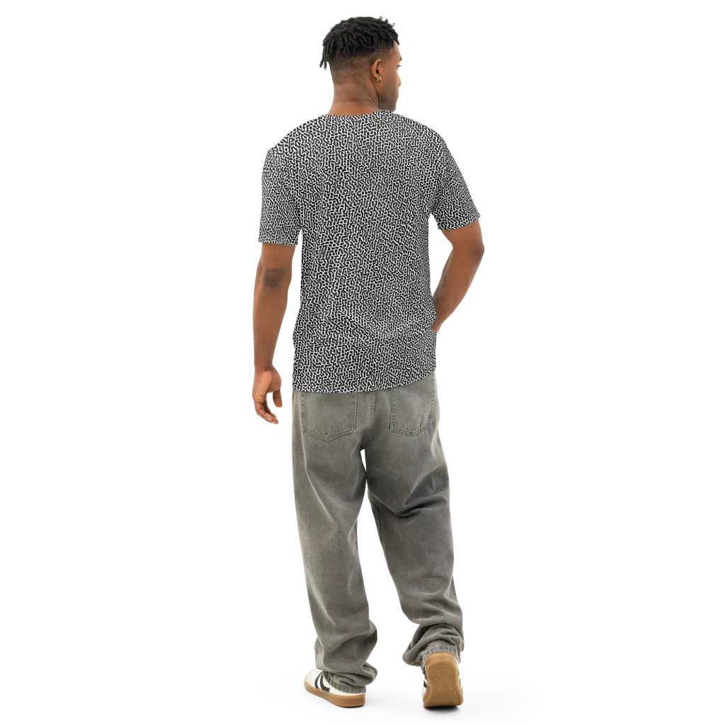 Noir Cellscape on Men's Cotton Crew Neck T-Shirt — Back