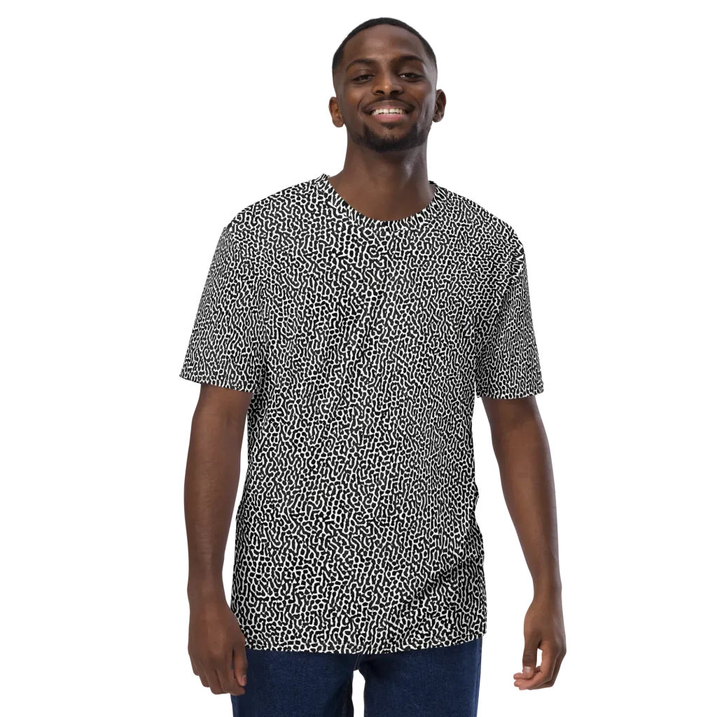 Noir Cellscape on Men's Crew Neck T-Shirt — Front