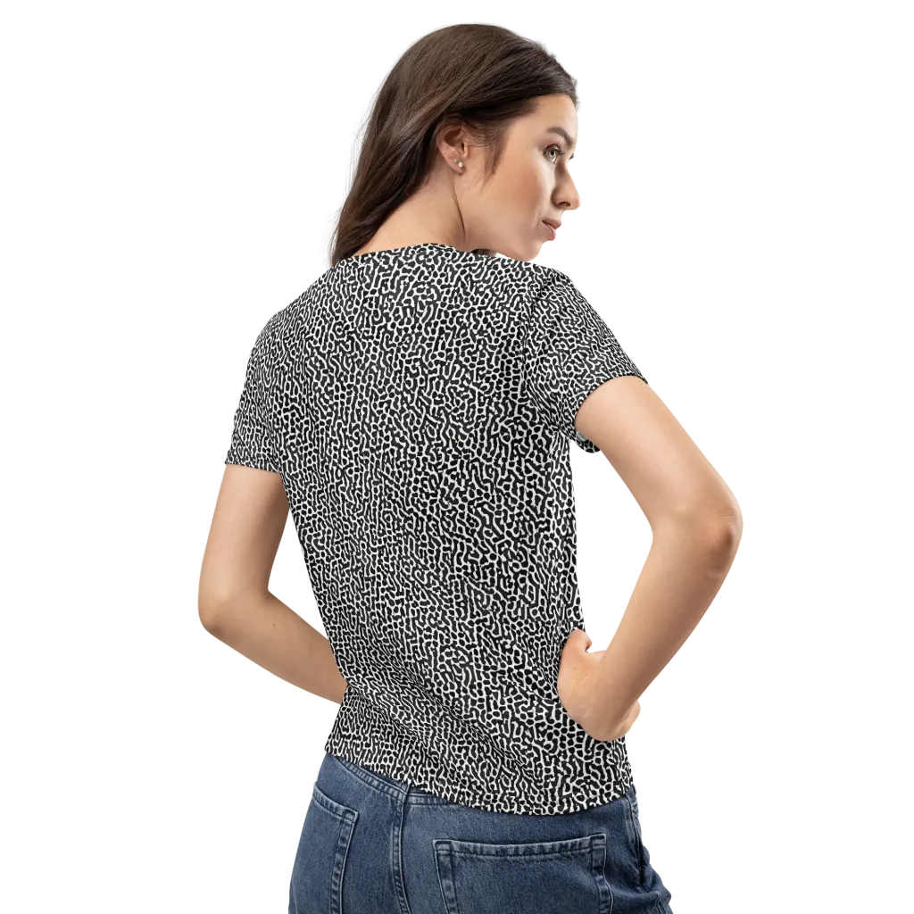 Noir Cellscape on Women's Crew Neck T-Shirt — Back