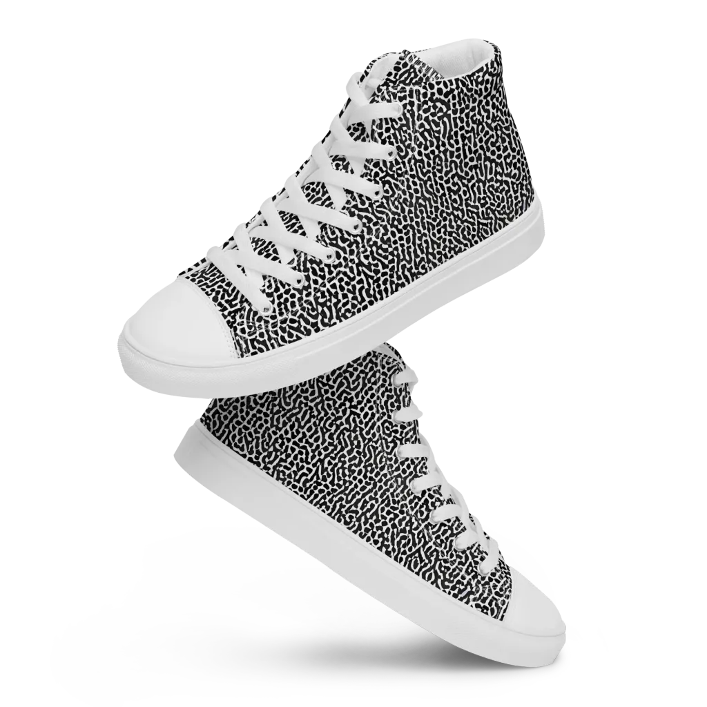 Noir Cellscape on Women's High Top Canvas Shoes — Front