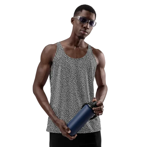 Noir Cellscape on a Men's Tank Top