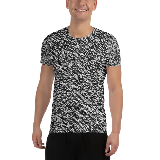 Noir Cellscape on a Men's Athletic T-Shirt