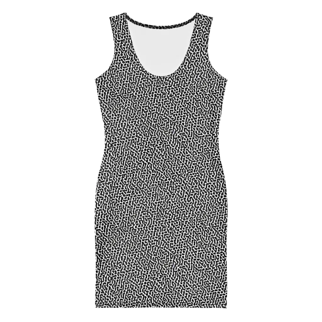 Noir Cellscape on Bodycon Dress — Front
