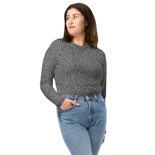 Noir Cellscape on a Long Sleeve Crop Top