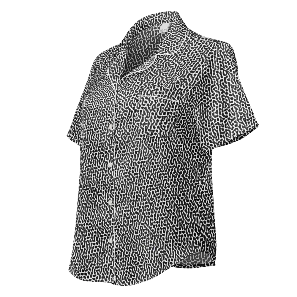 Noir Cellscape on Women's Short Sleeve Pajama Top — Left Front