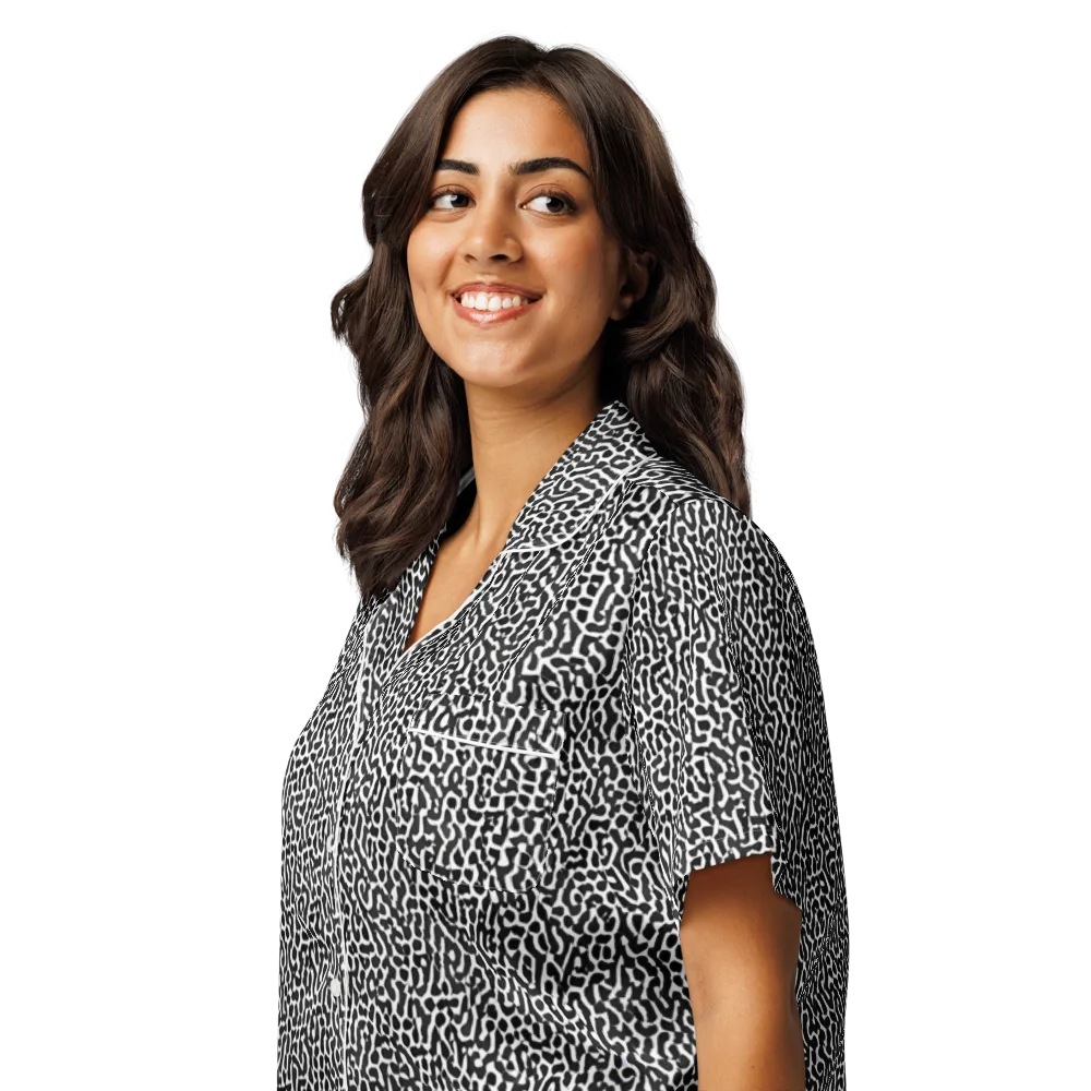 Noir Cellscape on Women's Short Sleeve Pajama Top — Left Front