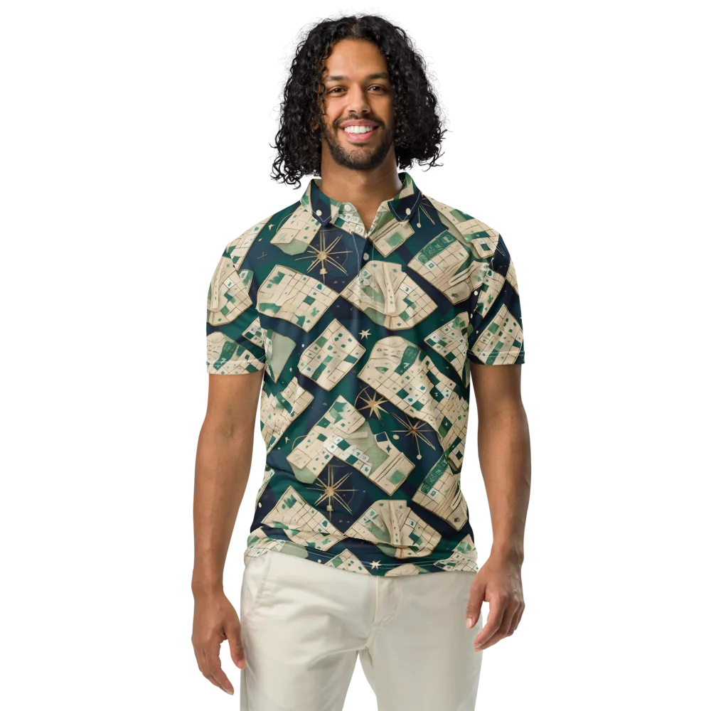 Celestial Cartography on Men's Slim Fit Polo Shirt — Front