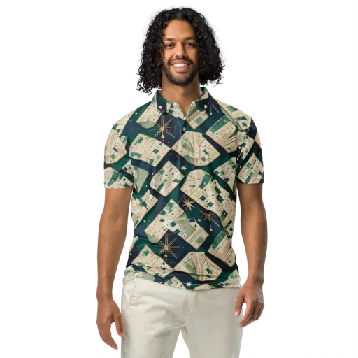Celestial Cartography on a Men's Slim Fit Polo Shirt