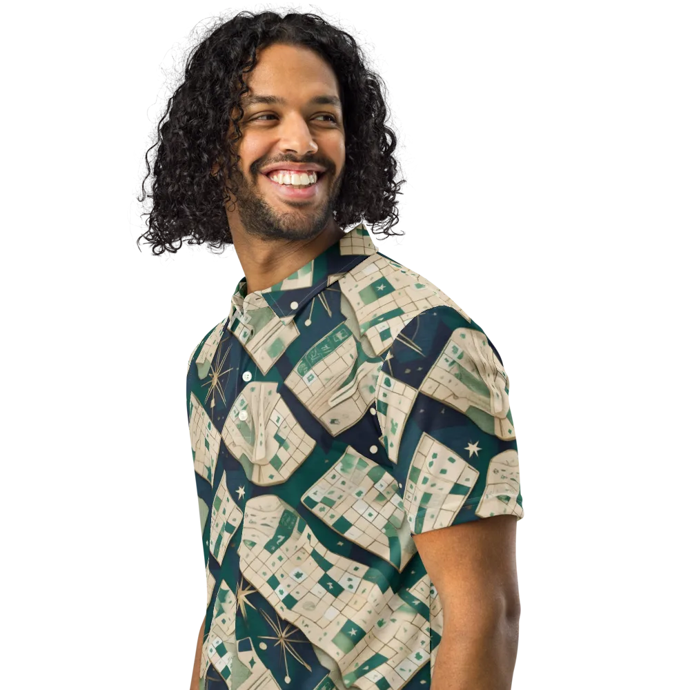 Celestial Cartography on Men's Slim Fit Polo Shirt — Left Front