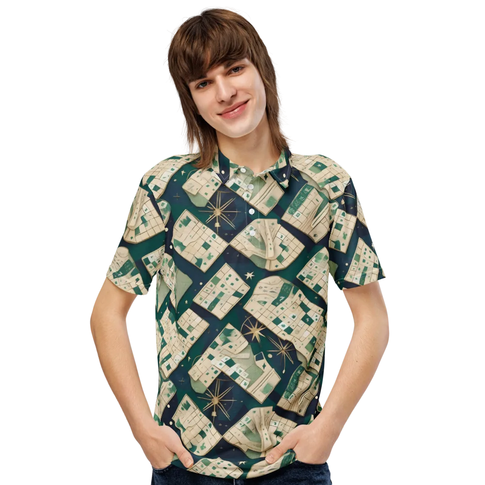 Celestial Cartography on Men's Slim Fit Polo Shirt — Front