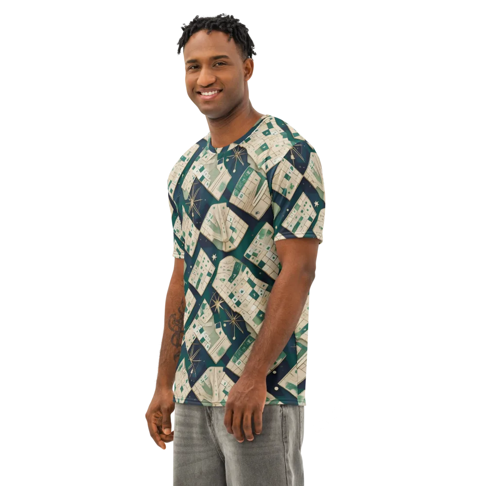 Celestial Cartography on Men's Cotton Crew Neck T-Shirt — Left Front