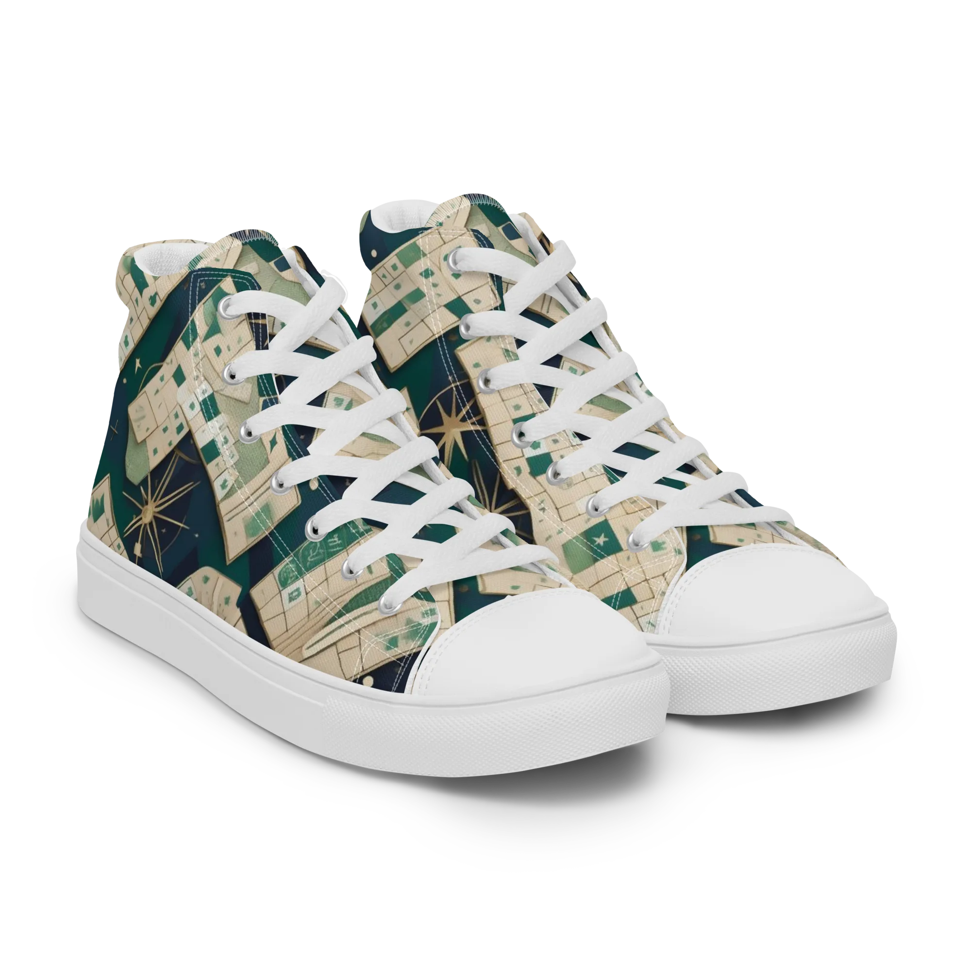 Celestial Cartography on Men's High Top Canvas Shoes — Right Front