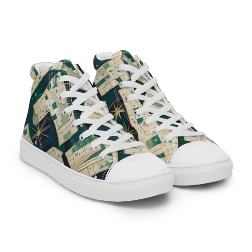 Celestial Cartography on a Men's High Top Canvas Shoes