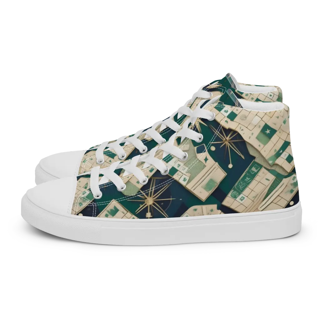 Celestial Cartography on Men's High Top Canvas Shoes — Left