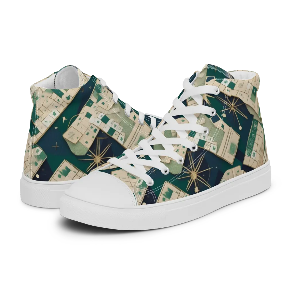 Celestial Cartography on Men's High Top Canvas Shoes — Left