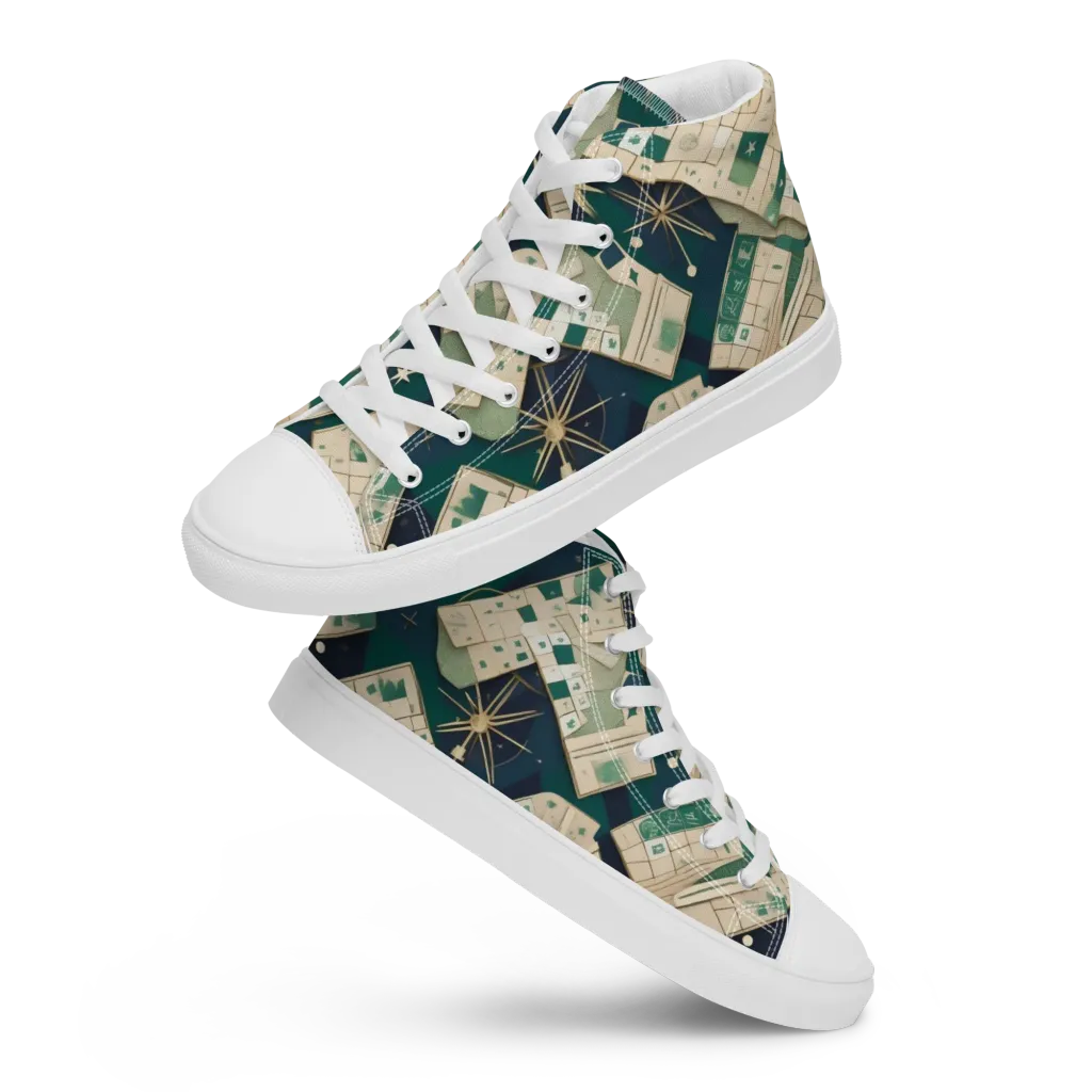 Celestial Cartography on Men's High Top Canvas Shoes — Front