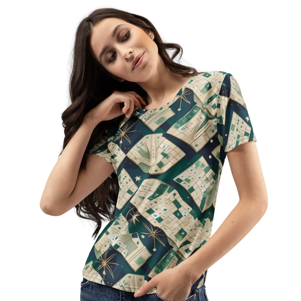 Celestial Cartography on Women's Crew Neck T-Shirt — Left Front