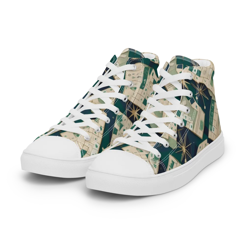Celestial Cartography on Women's High Top Canvas Shoes — Left Front