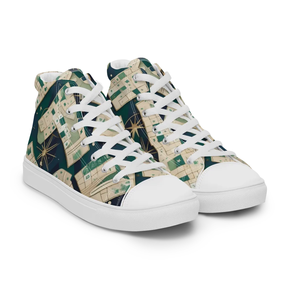 Celestial Cartography on Women's High Top Canvas Shoes — Right Front