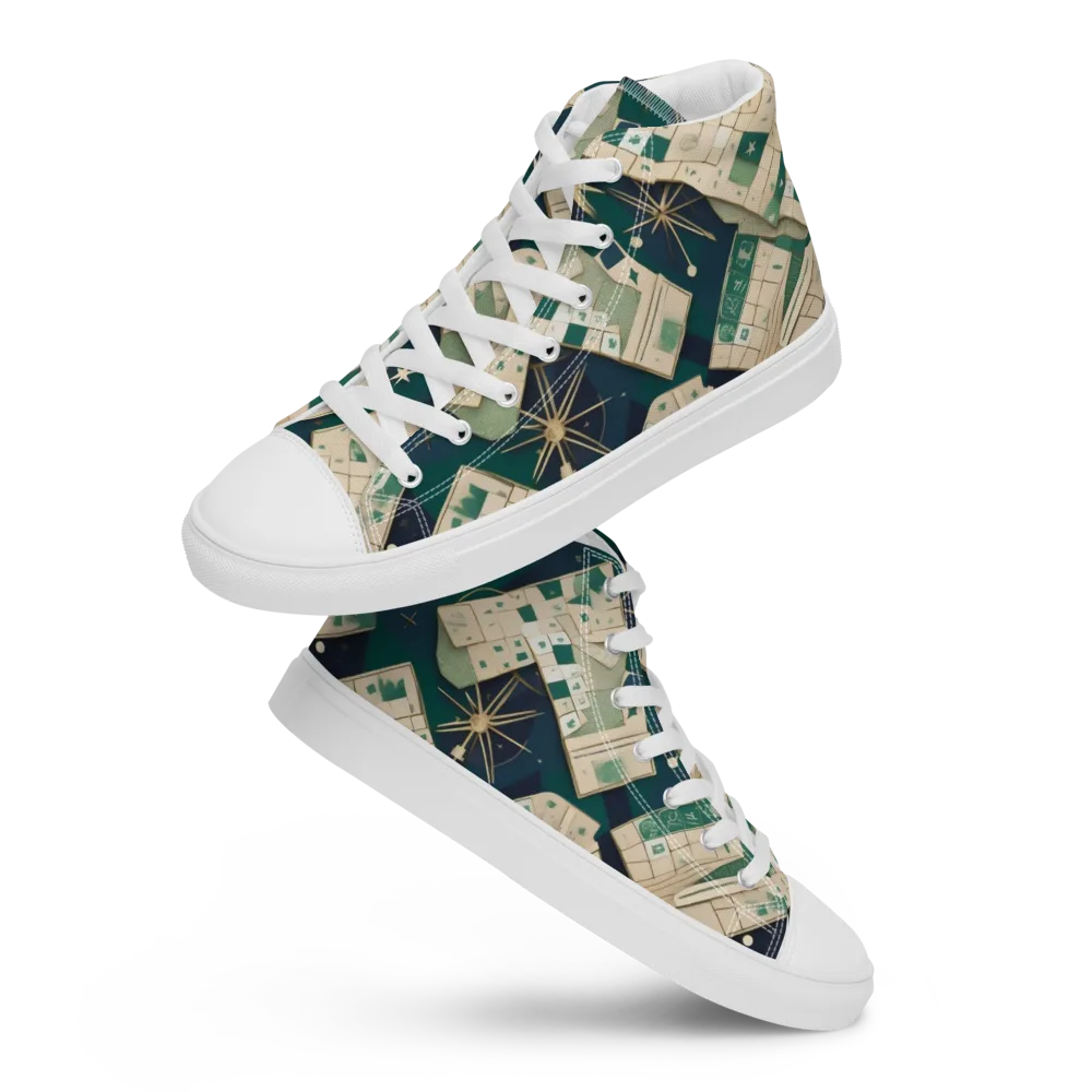 Celestial Cartography on Women's High Top Canvas Shoes — Front