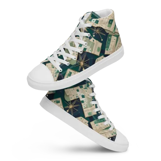 Celestial Cartography on a Women's High Top Canvas Shoes
