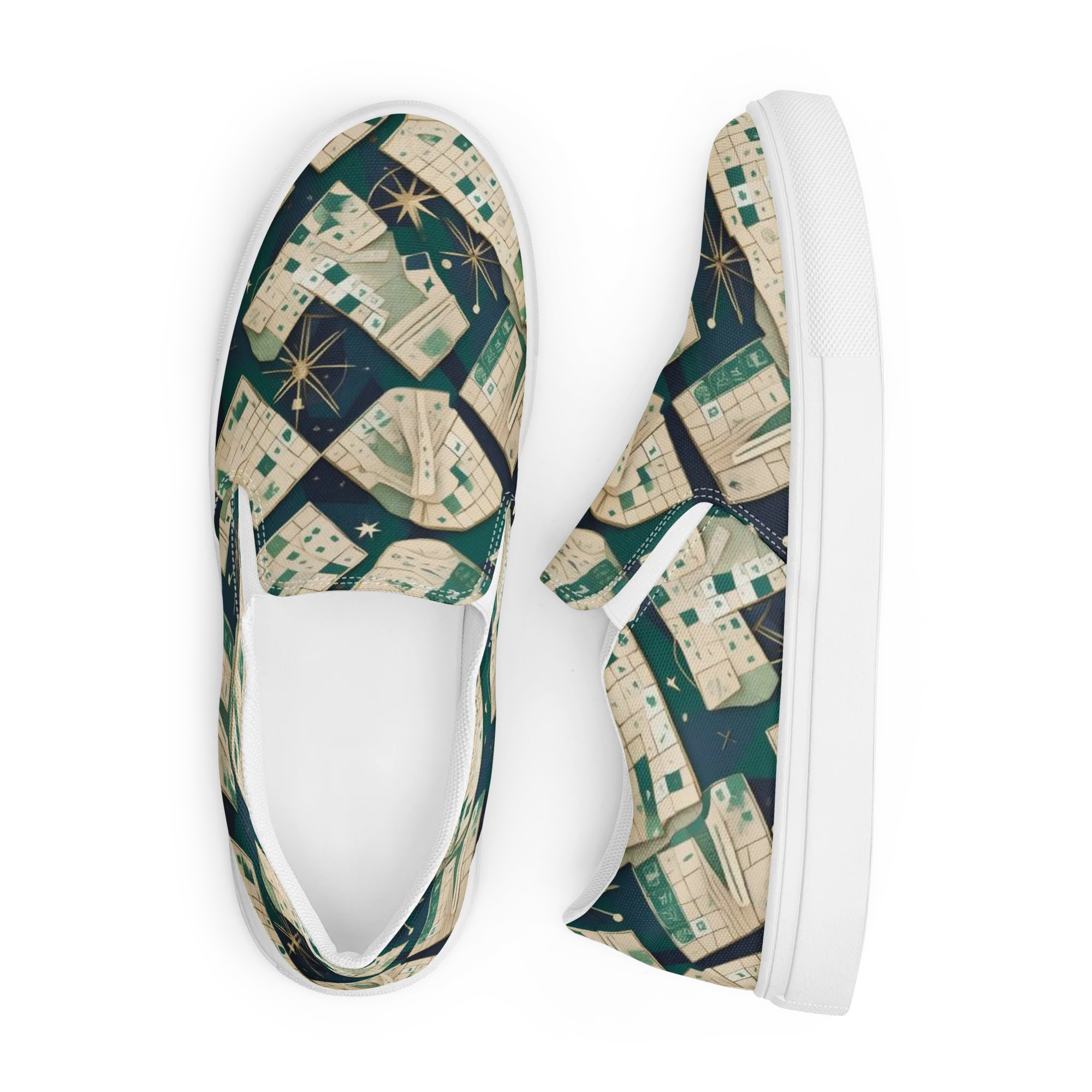 Celestial Cartography on Men's Slip-On Canvas Shoes — Front