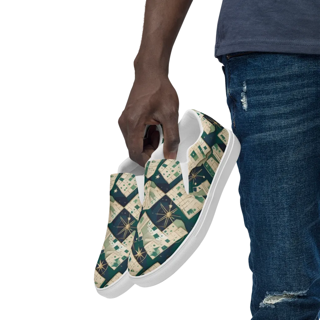 Celestial Cartography on Men's Slip-On Canvas Shoes — Left Front