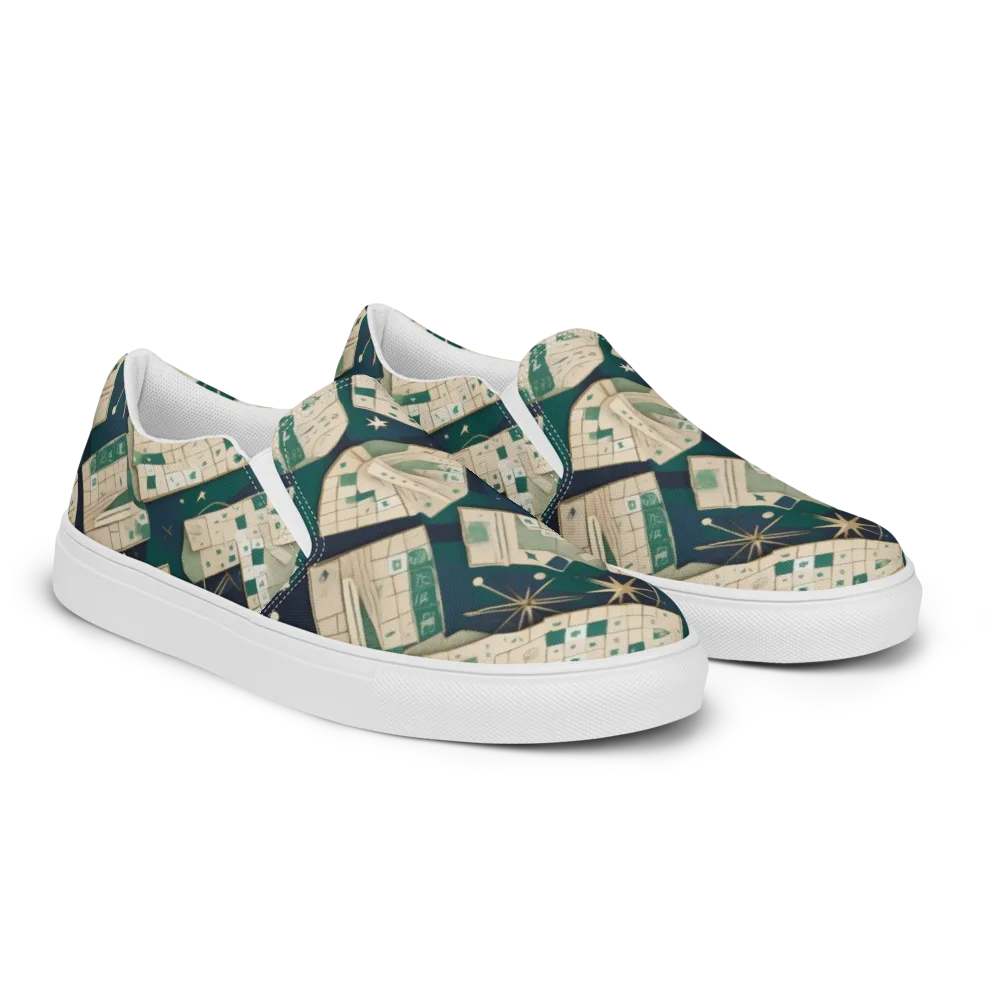 Celestial Cartography on Women's Slip-On Canvas Shoes — Right Front