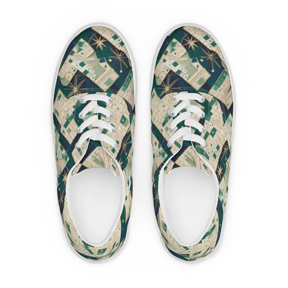 Celestial Cartography on Men's Lace-Up Canvas Shoes — Front